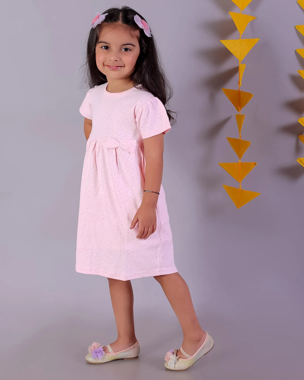 Polka Dotted Girls Casual Dress