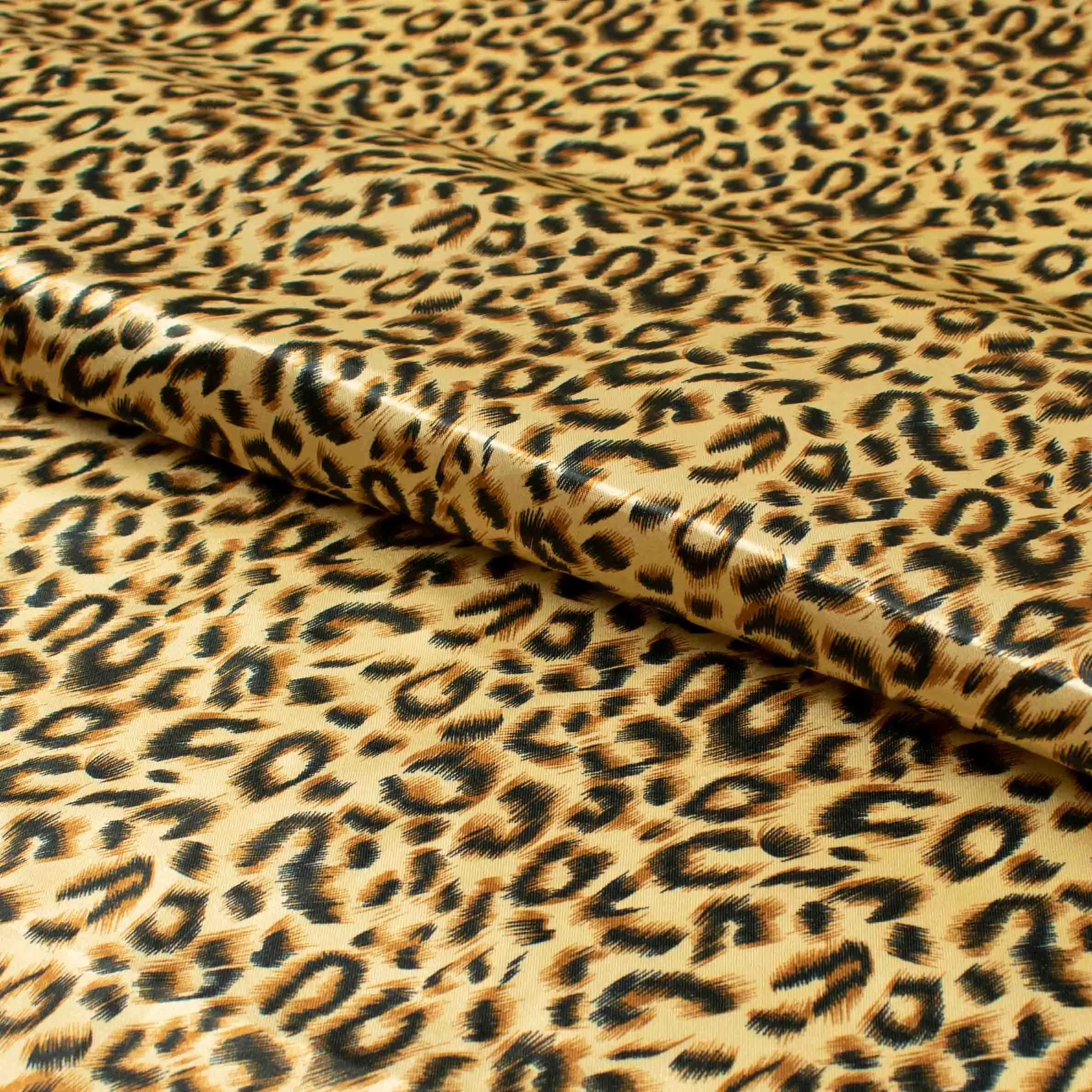 Printed Satin Design-40 Brown & Black Leopard on Gold