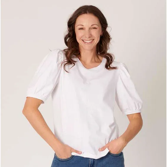 Puff Sleeve Tee - White