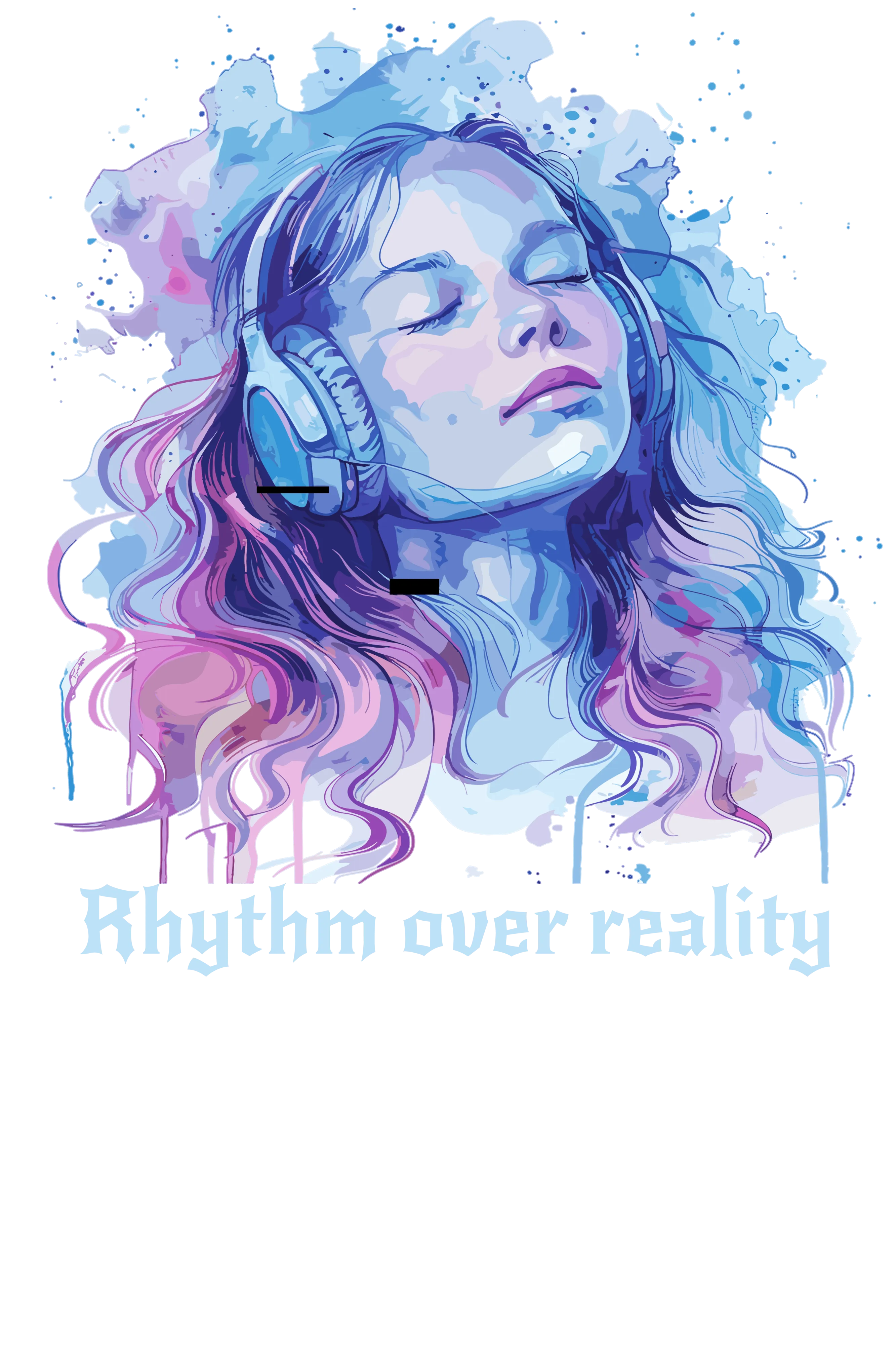"Rhythm Over Reality" Watercolor Music-Themed Women's Oversized Cotton T-Shirt