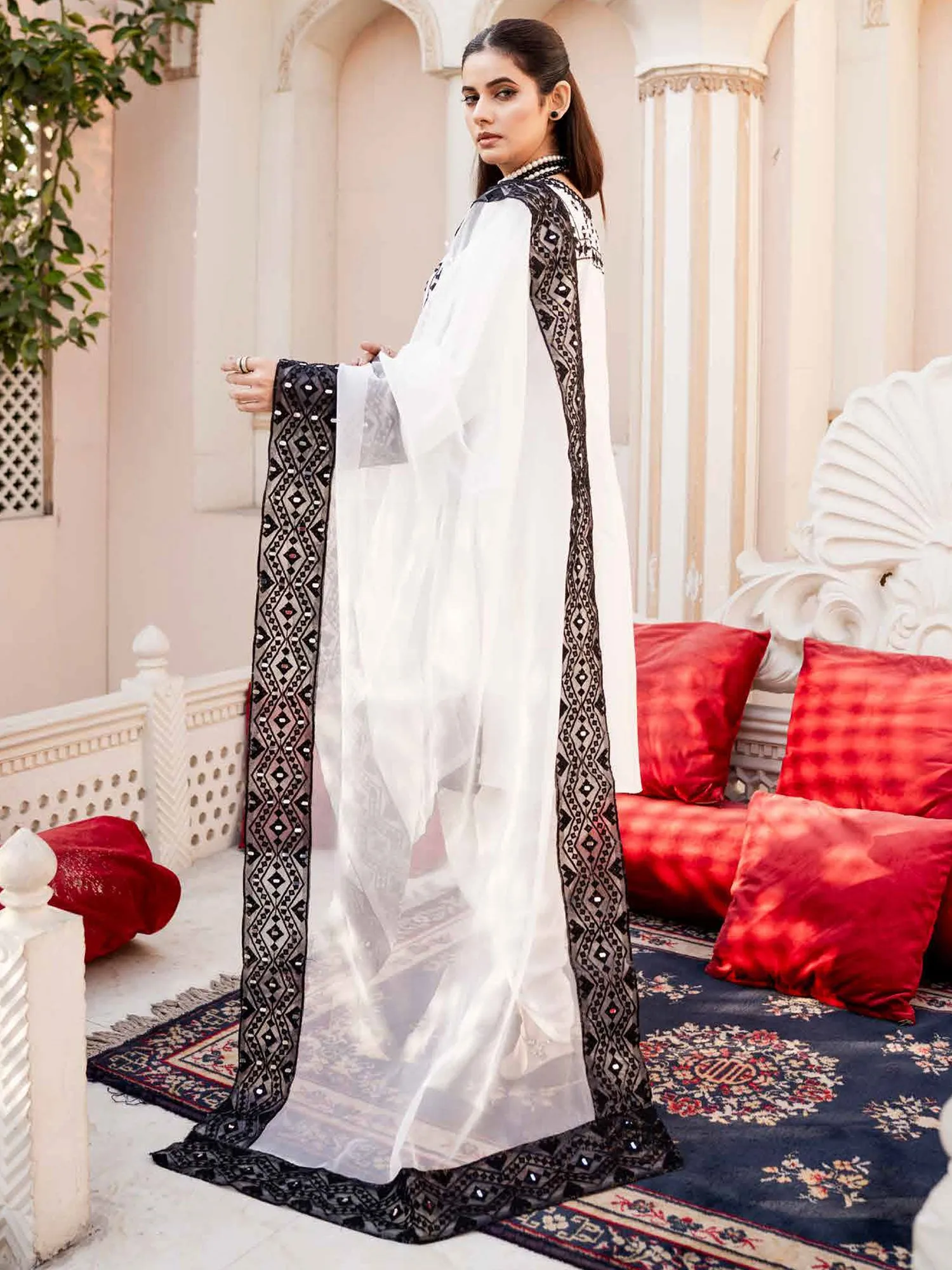Rangz Peplum Frock 3-Piece Suit - White