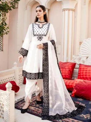 Rangz Peplum Frock 3-Piece Suit - White