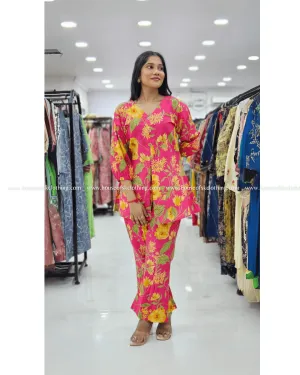 Rani Pink Floral Cotton Coord Set
