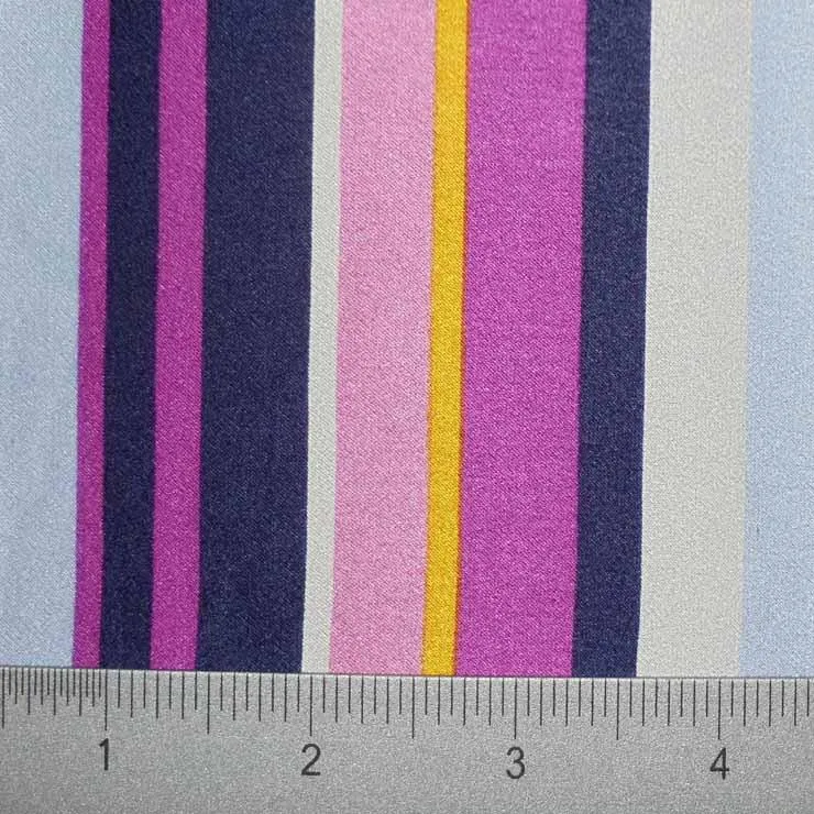Silk Charmeuse Uneven Multi Stripe