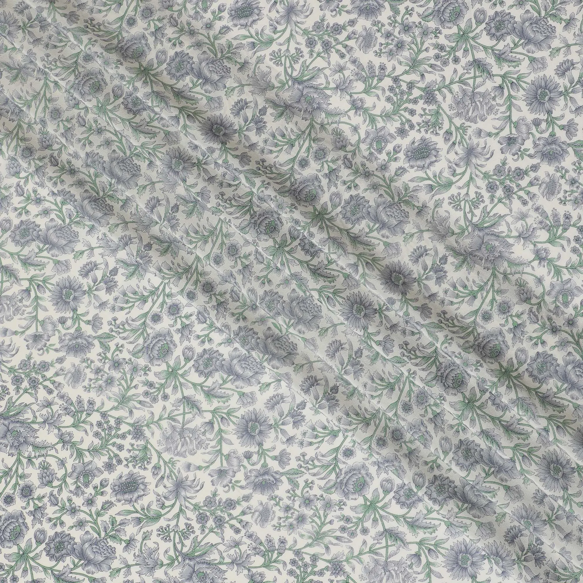 Silver Sage Garden Fresco Crepe Silk Fabric, 110cm Width - A Canvas of Sophistication-D18919