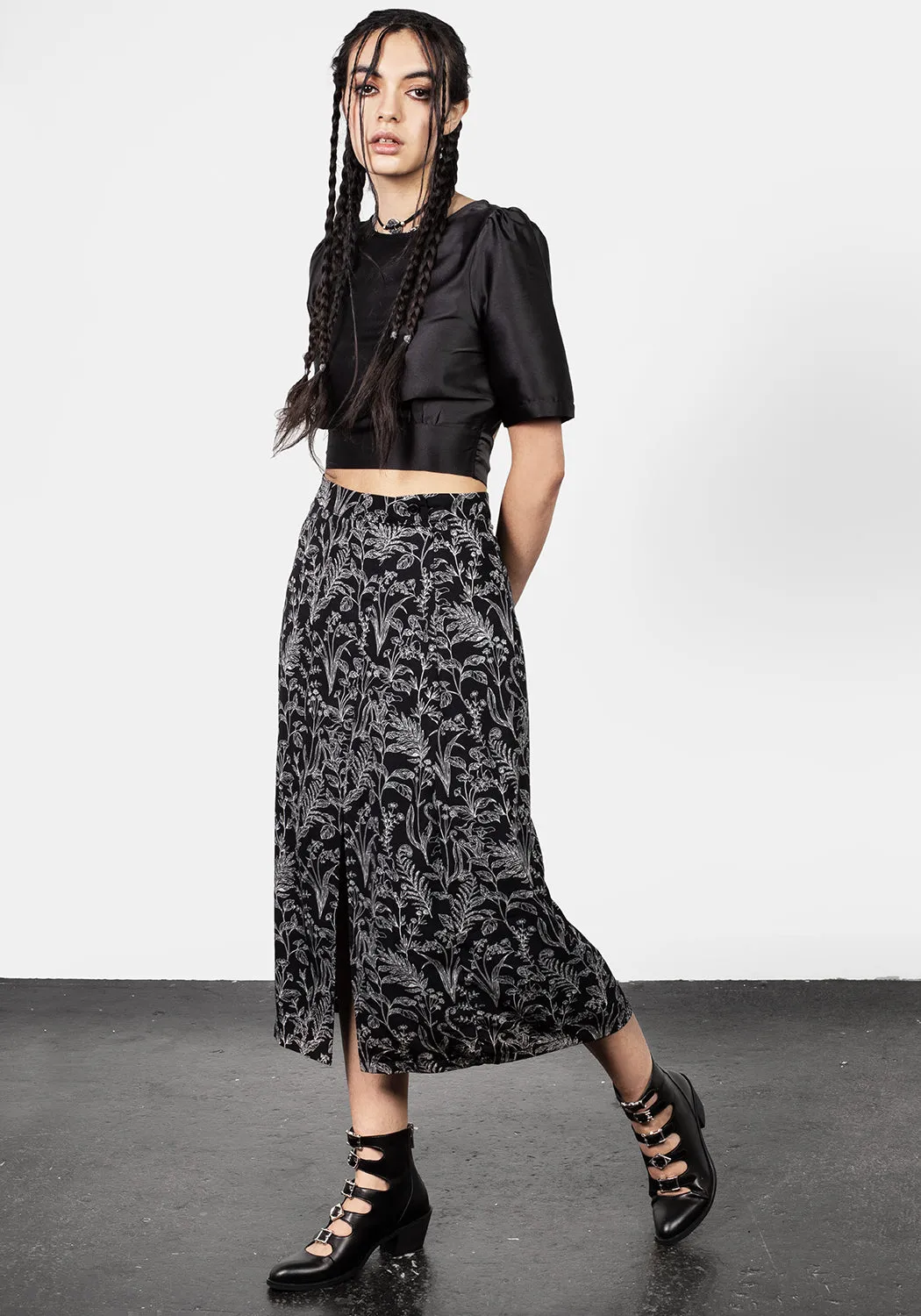 Siofra Mock Wrap Floral Print Skirt