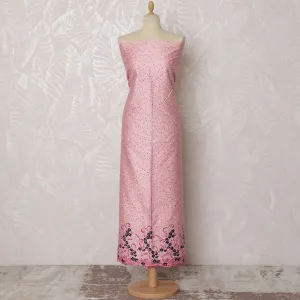 Soft Pink Blended Cotton Fabric with Floral Embroidery - Last Piece of 3.0 Meters, 110 cm Width-D19777