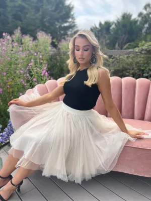 Tibi Tulle Skirt Cream