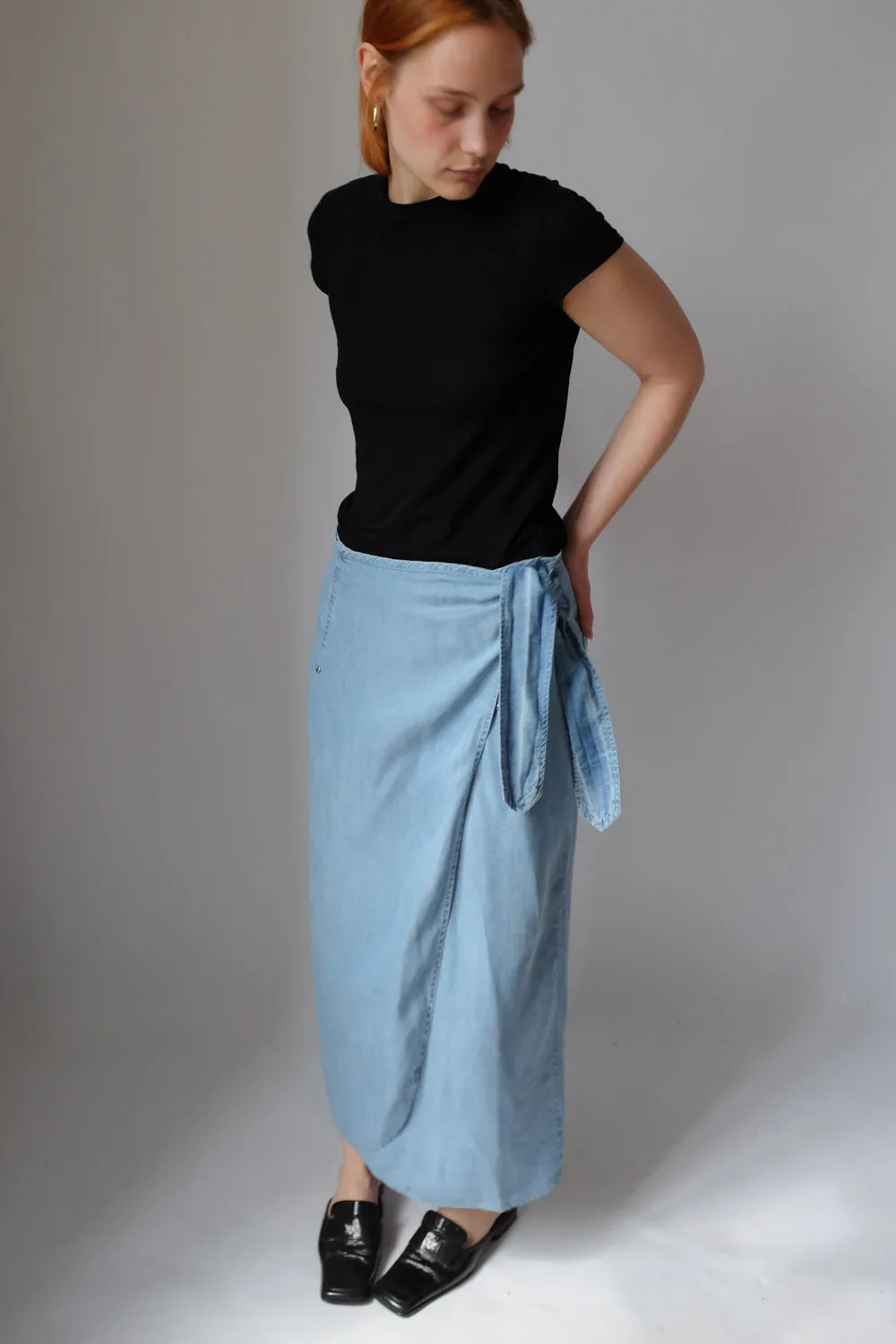 WRAP DENIM JOOP LONG SKIRT